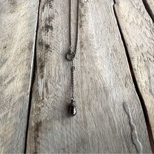 Sterling Silver Lariat Style Necklace with Hematite Pendant
